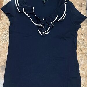 Ralph Lauren Ladies Ruffle V-Neck in like new condition 19” P2P